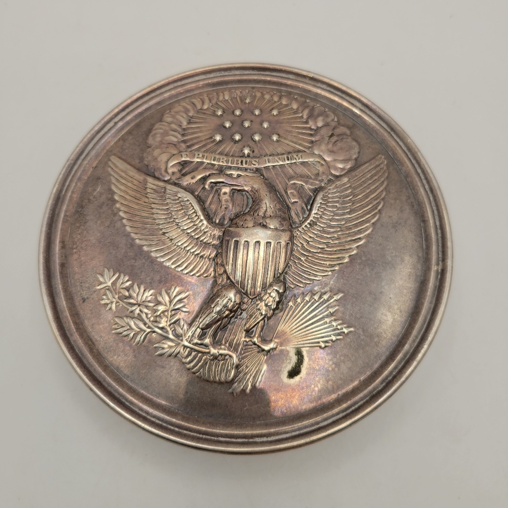 Vintage Reed Barton Winterthur United States Great Seal Trinket Box Silver Plate